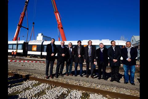 Stadler GTW 2/6 diesel multiple-unit being delivered to Catalan regional operator FGC.
